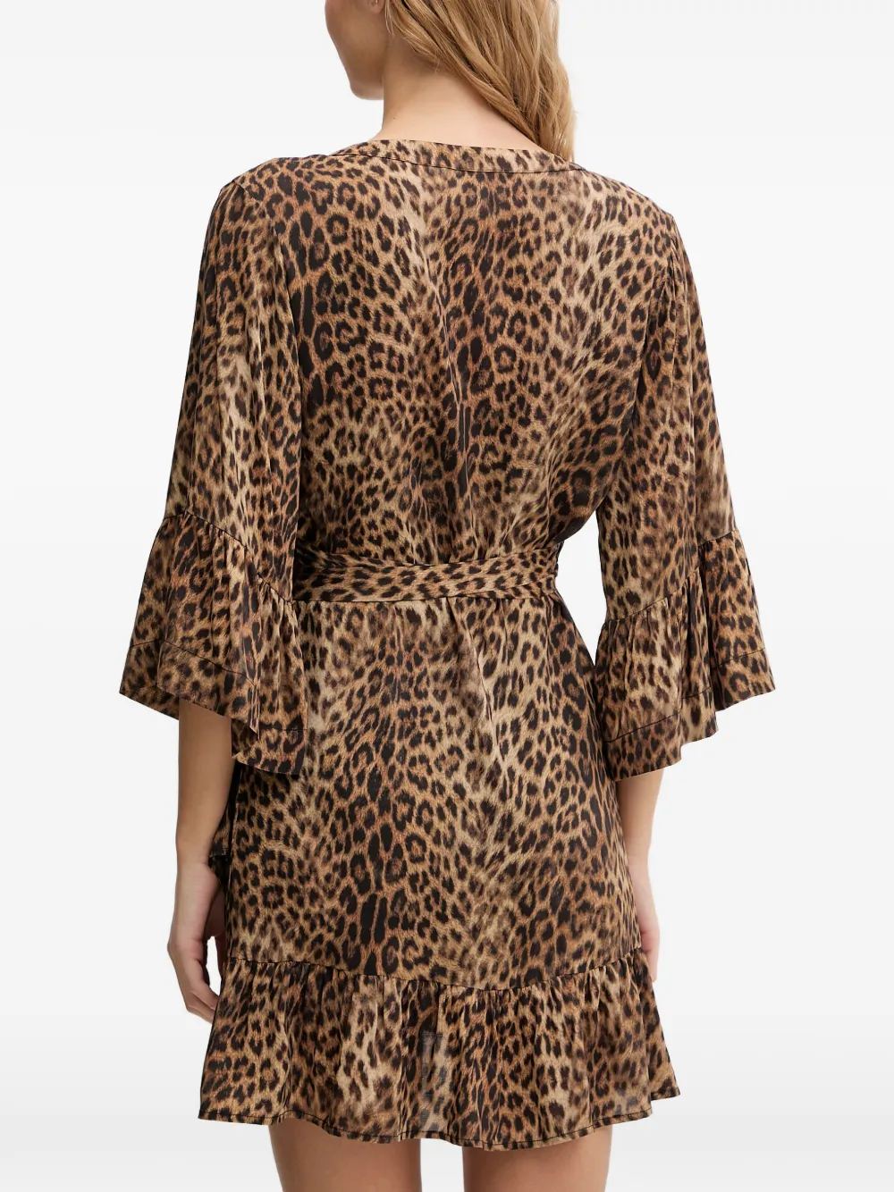 Melissa Odabash Tegan mini-jurk met ruches en cheetah-print Bruin