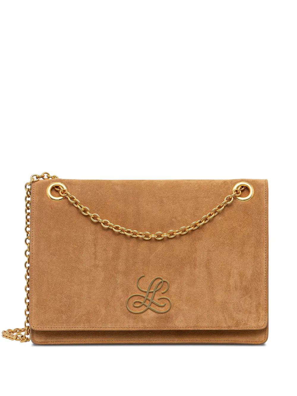 LUISA SPAGNOLI logo-plaque suede shoulder bag - Marrone