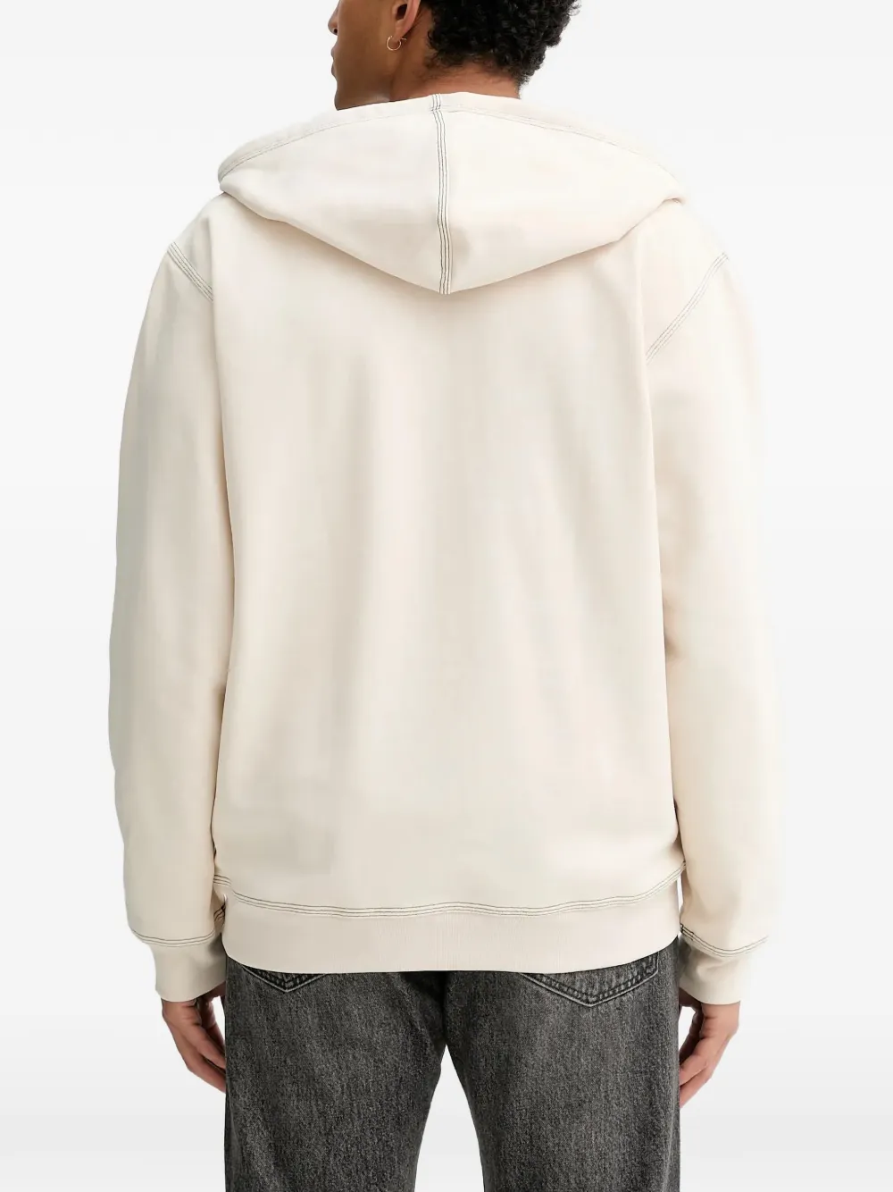 adidas contrast-stitch zip-up hoodie Beige