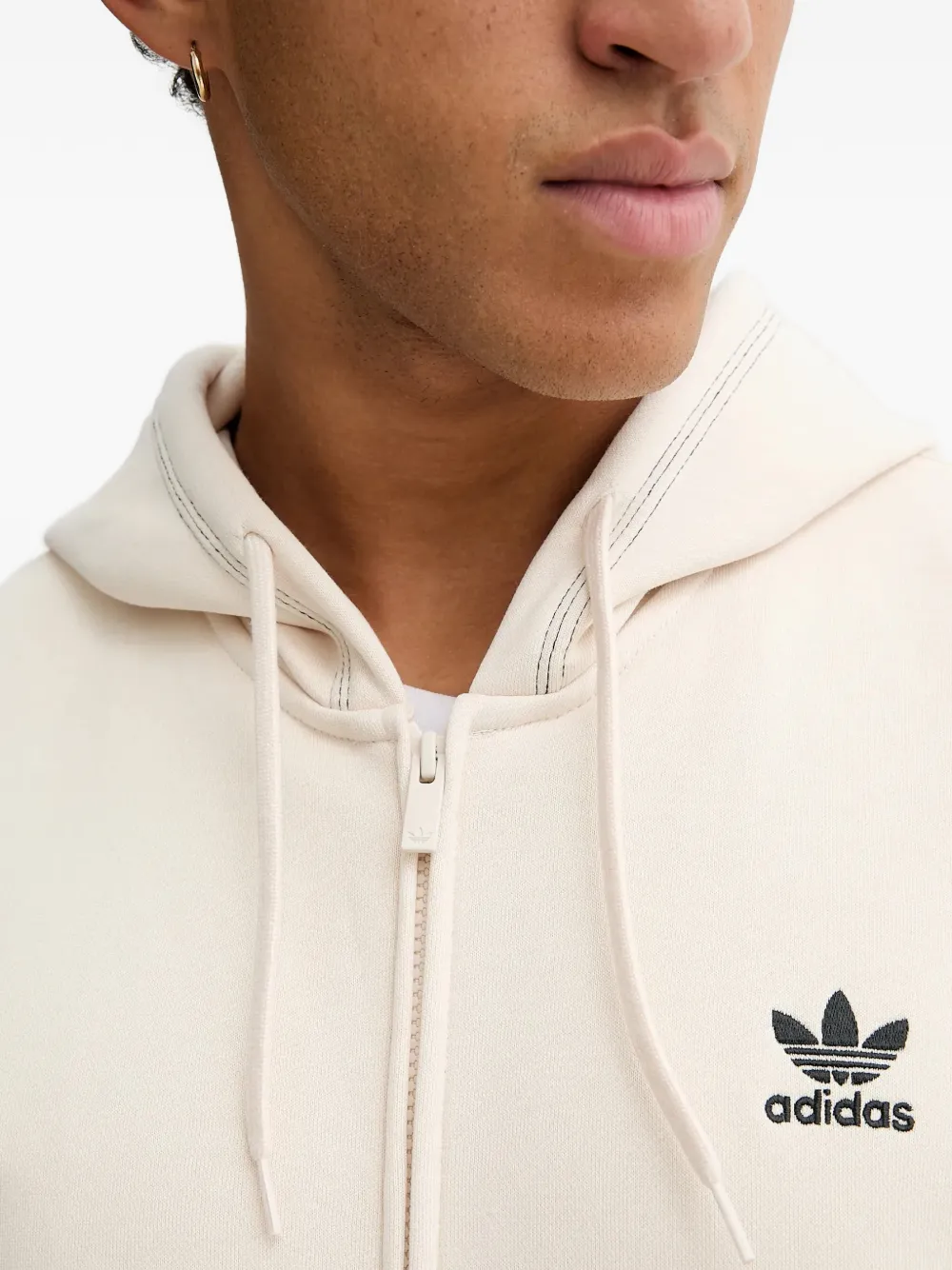 adidas contrast-stitch zip-up hoodie Beige
