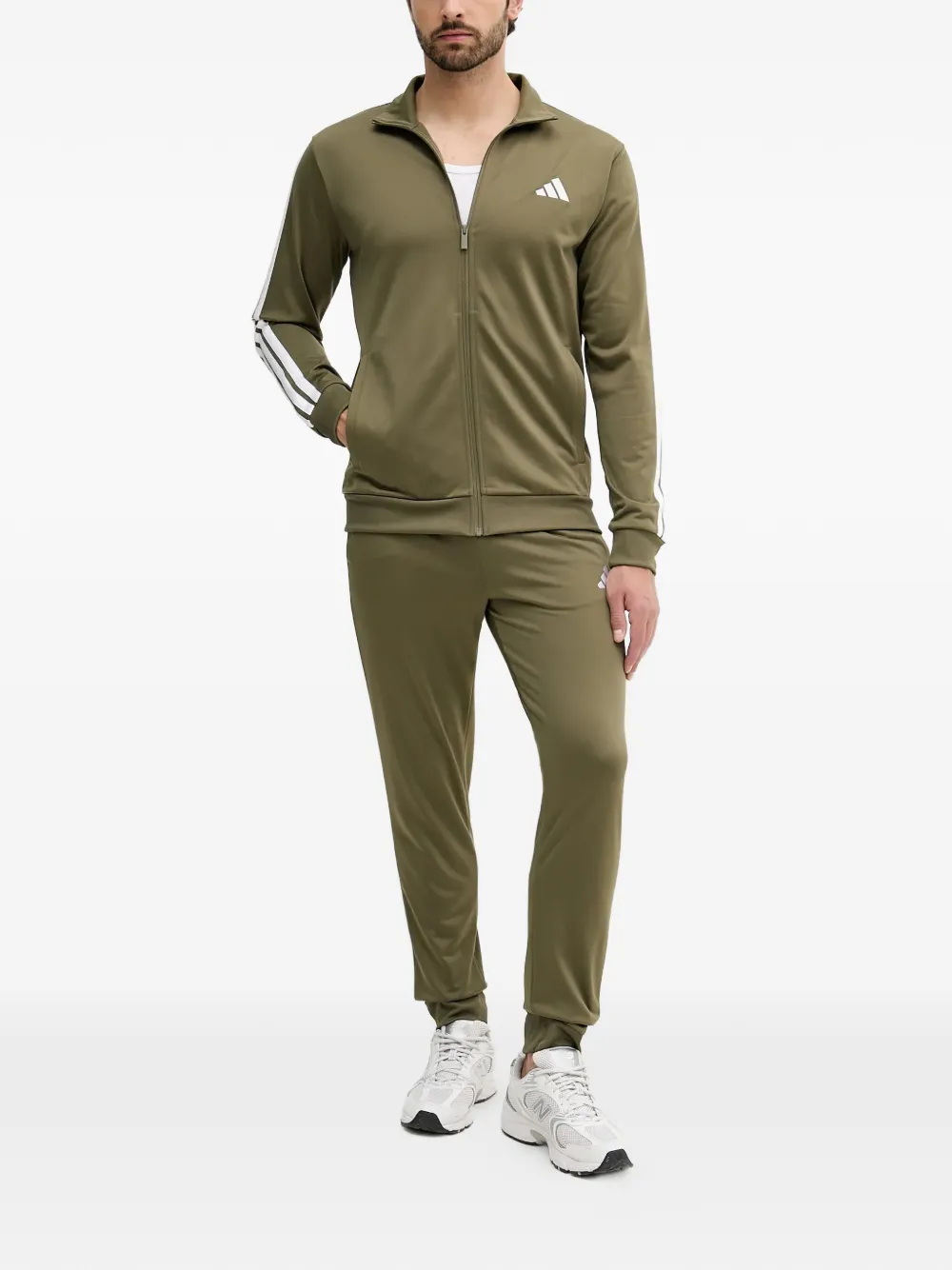 adidas Essentials logo-print zip-up tracksuit Groen