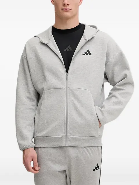 adidas hooded logo zip hoodie