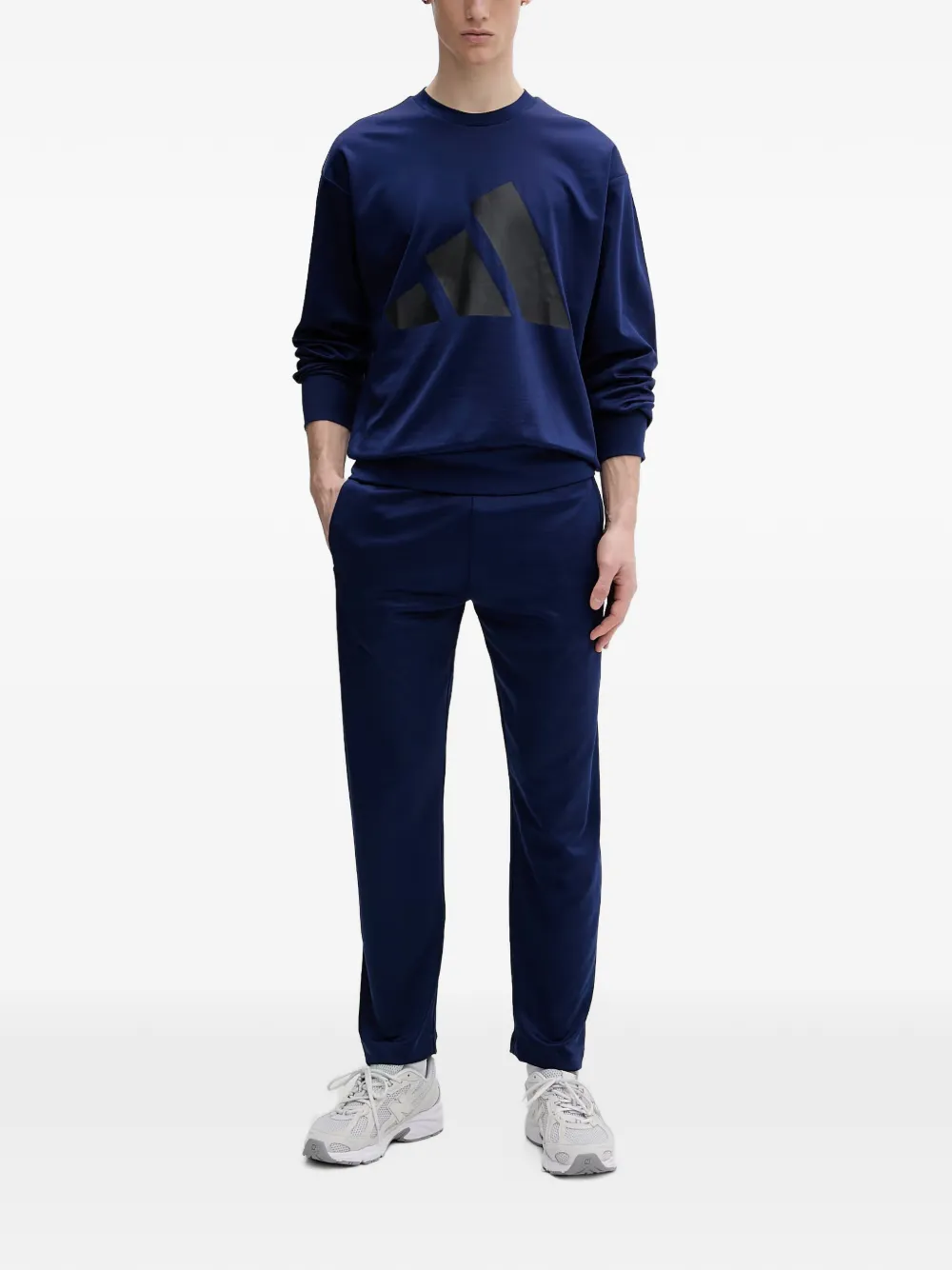 adidas logo-print crew-neck tracksuit Blauw