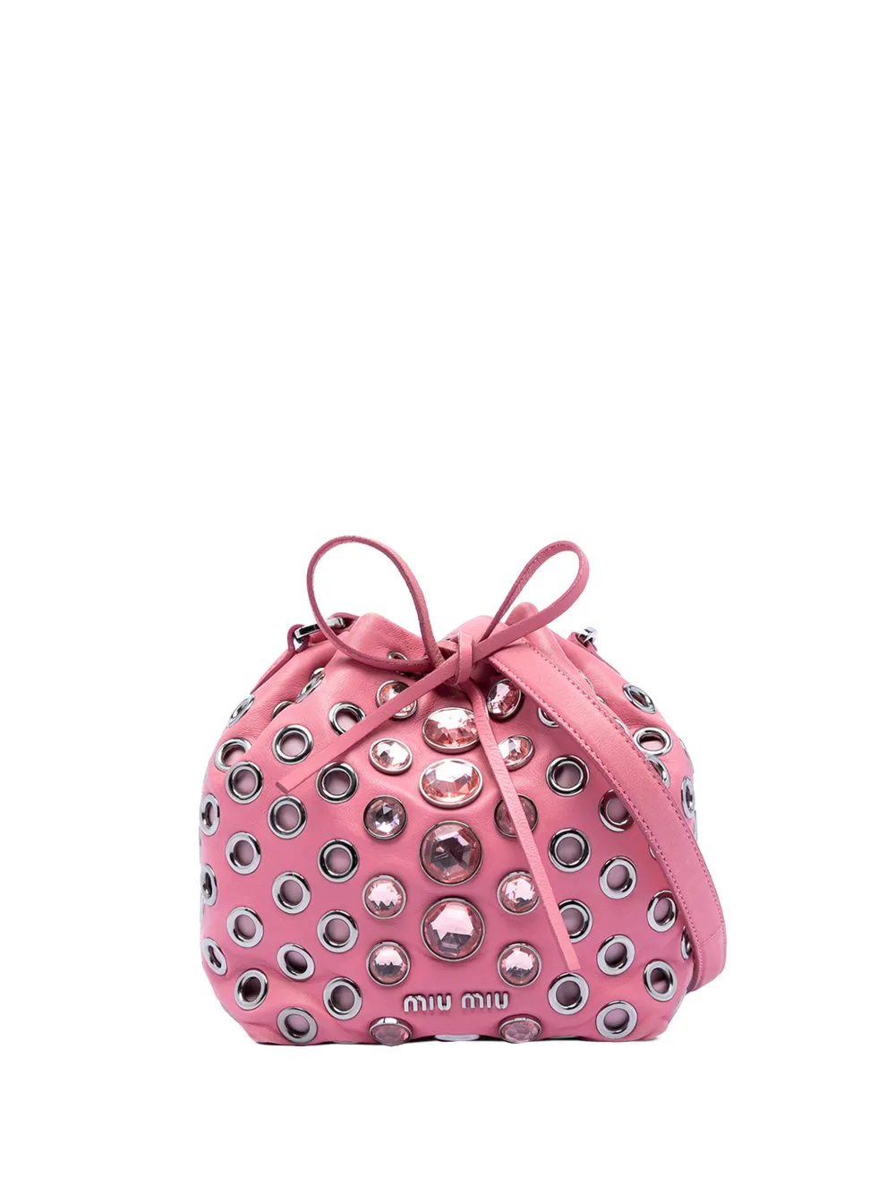 Miu Miu Pre-Owned 2010-2025 Jeweled Nappa Grommet Starlight bucket bag - Rosa