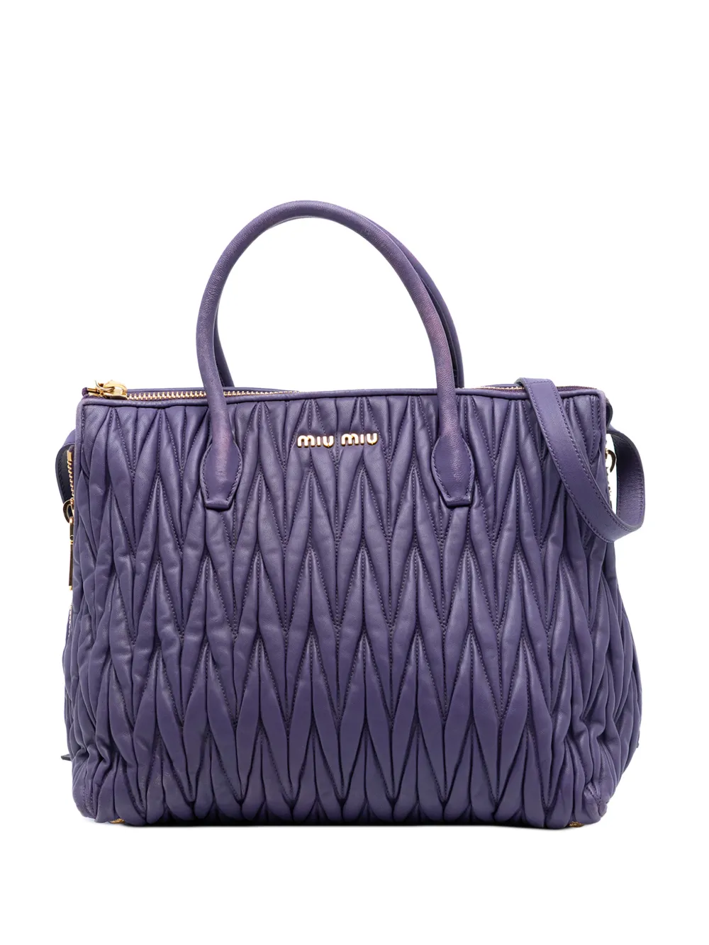 Miu Miu Pre-Owned 2010-2026 Matelasse Lambskin satchel - Viola