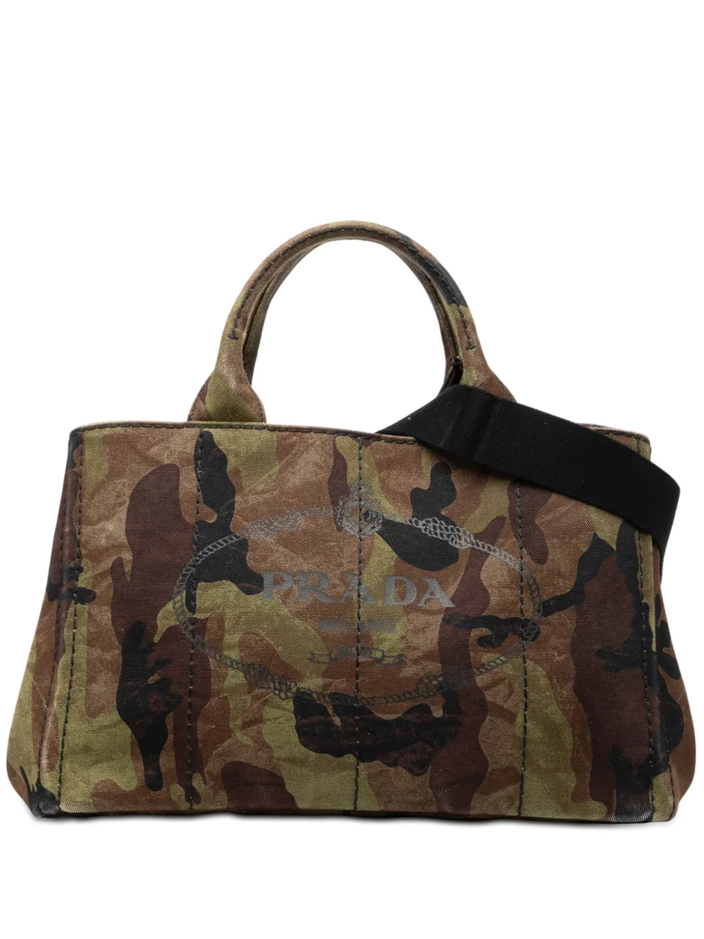 Prada Pre-Owned 2013-2025 Canvas Canapa Logo Camouflage satchel - Marrone