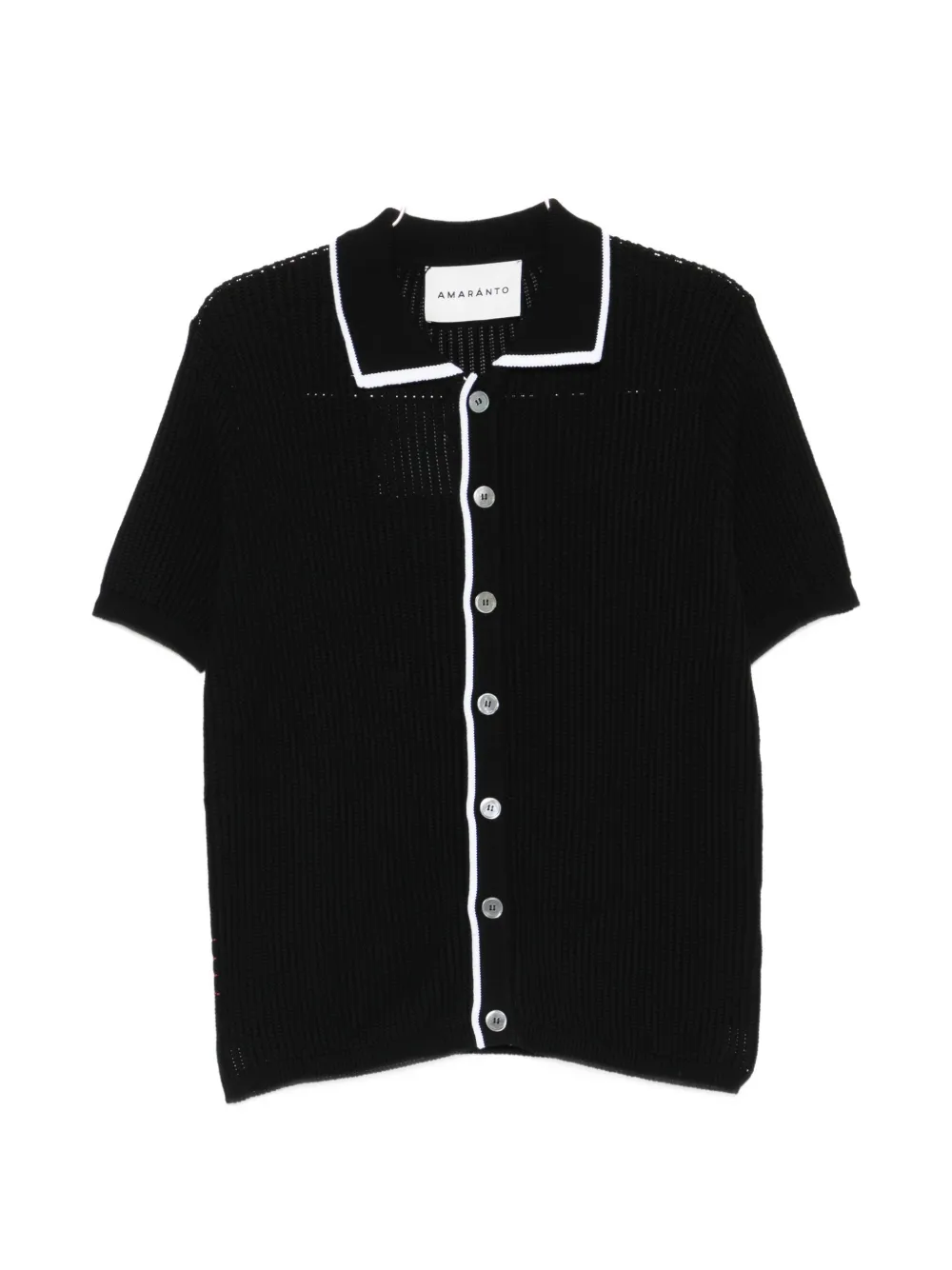 AMARANTO button-up contrast-trim shirt - Nero