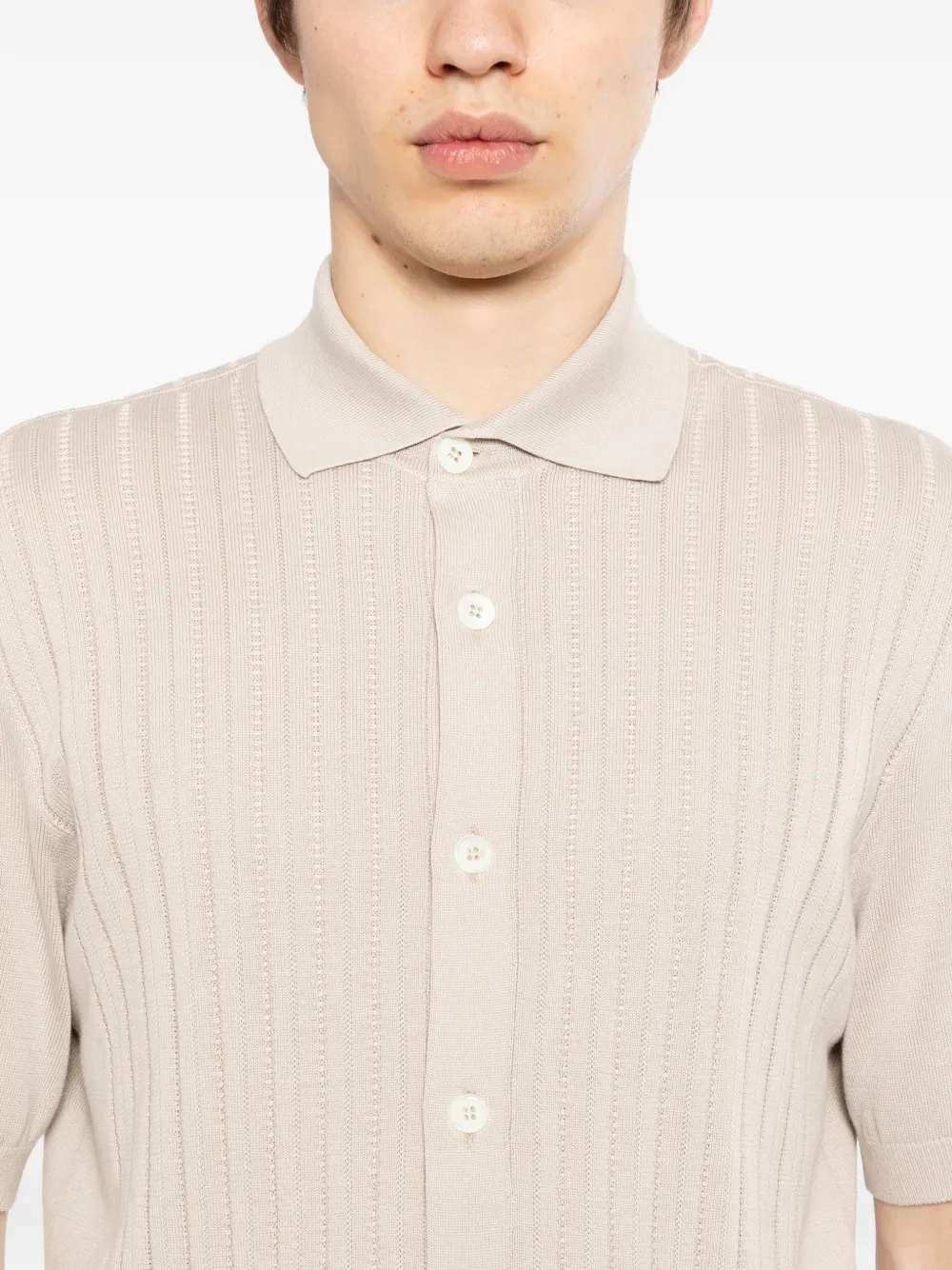 Brunello Cucinelli Geribbeld poloshirt met knopen Beige