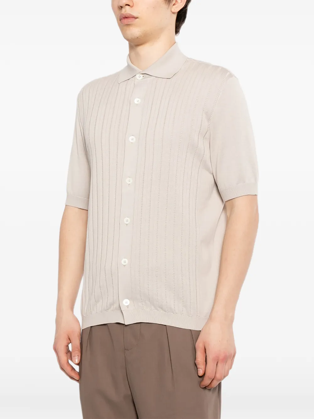Brunello Cucinelli Geribbeld poloshirt met knopen Beige