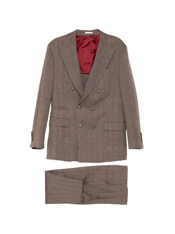 BRUNELLO CUCINELLI ダブルボタン Brunello Cucinelli ダブルスーツ | ブラウン | FARFETCH JP