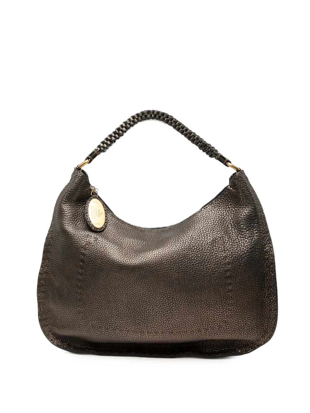 Fendi Pre-Owned 2000-2010 Metallic Pebbled Leather Selleria shoulder bag - Marrone