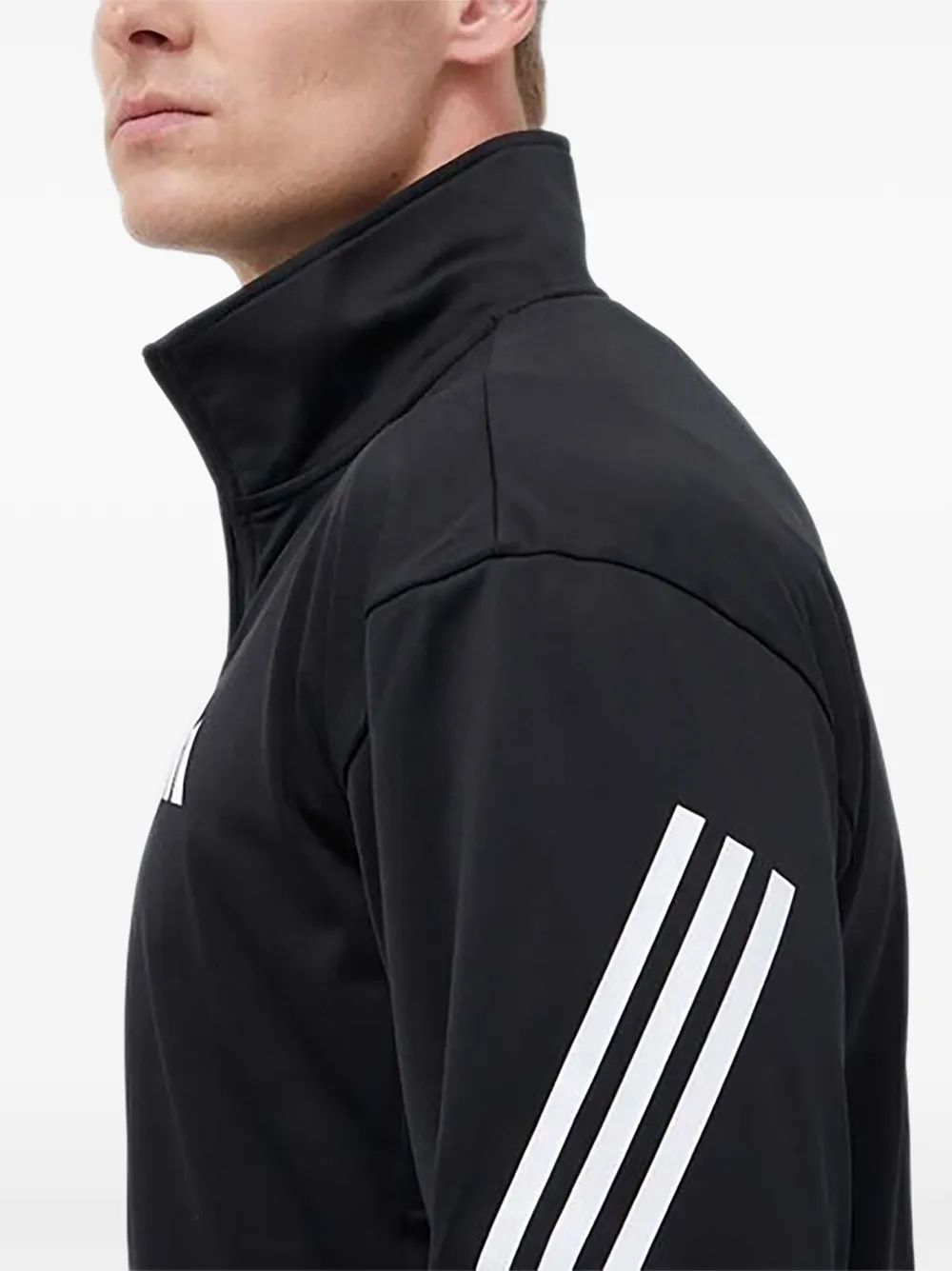 adidas Gestreept jack met rits Zwart