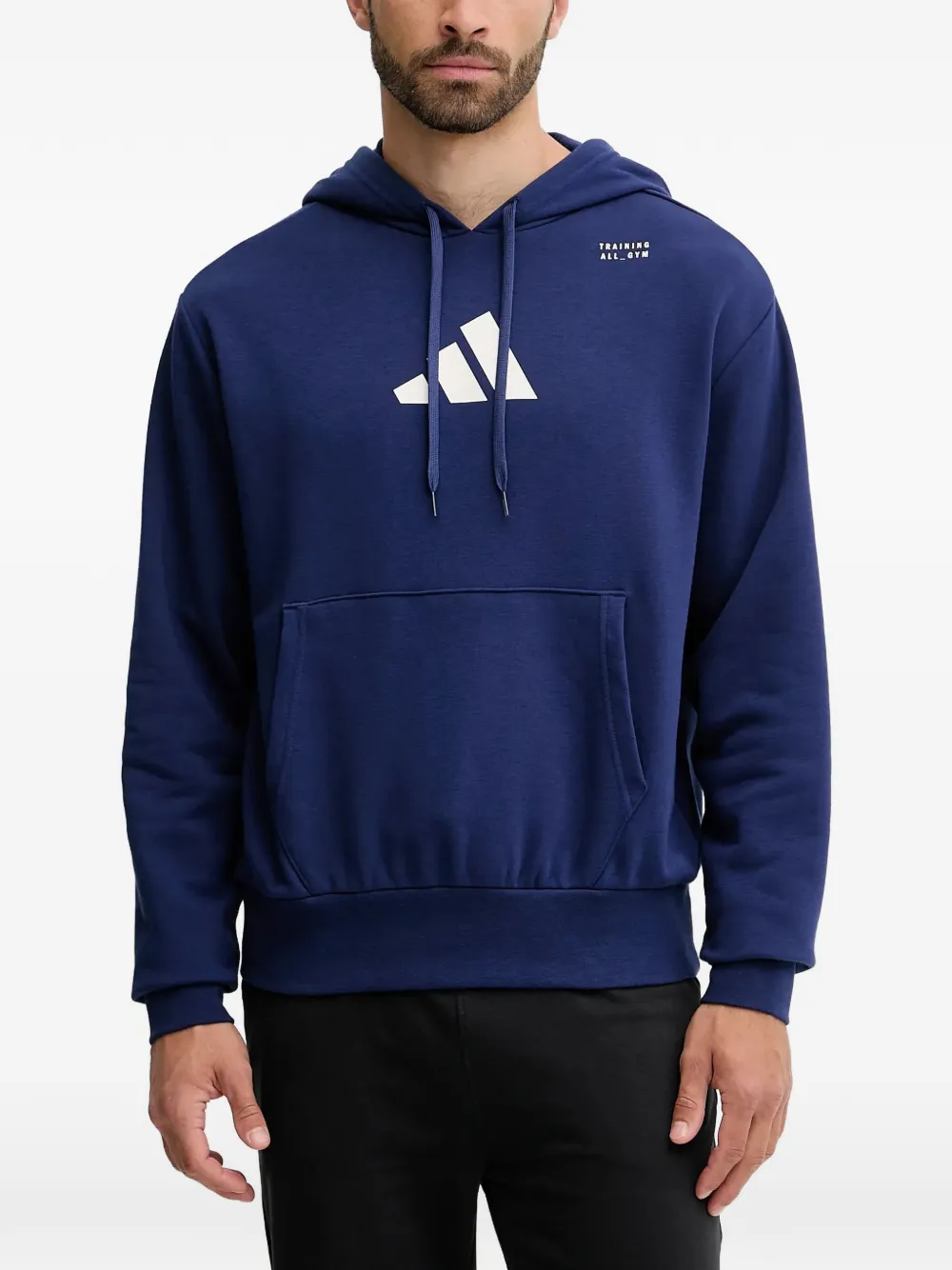 adidas logo-print drawstring hoodie - Blu