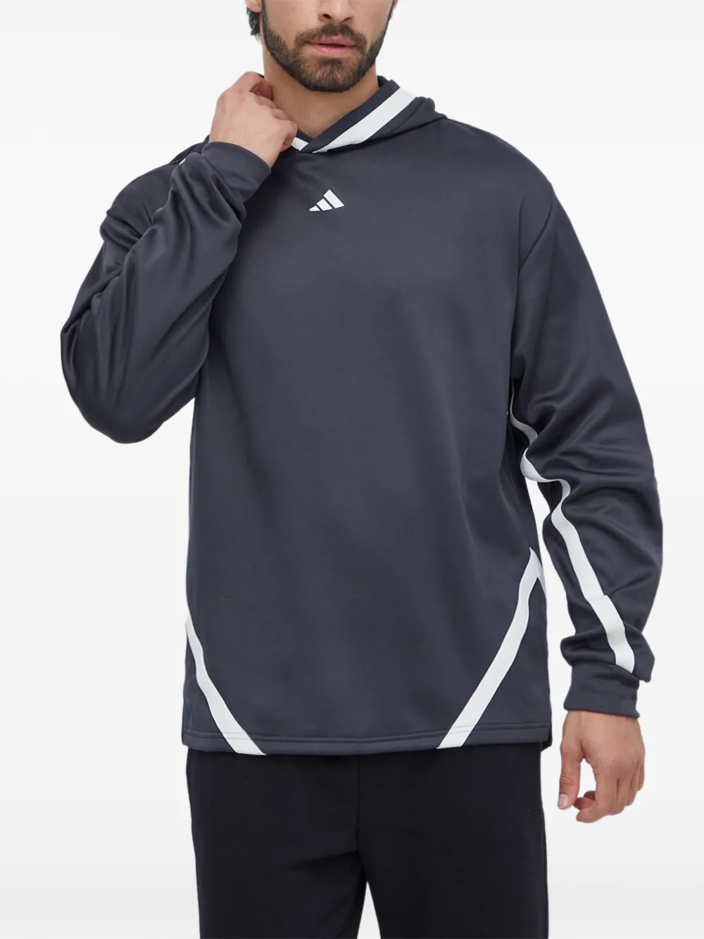 adidas logo-print panelled hoodie - Grigio