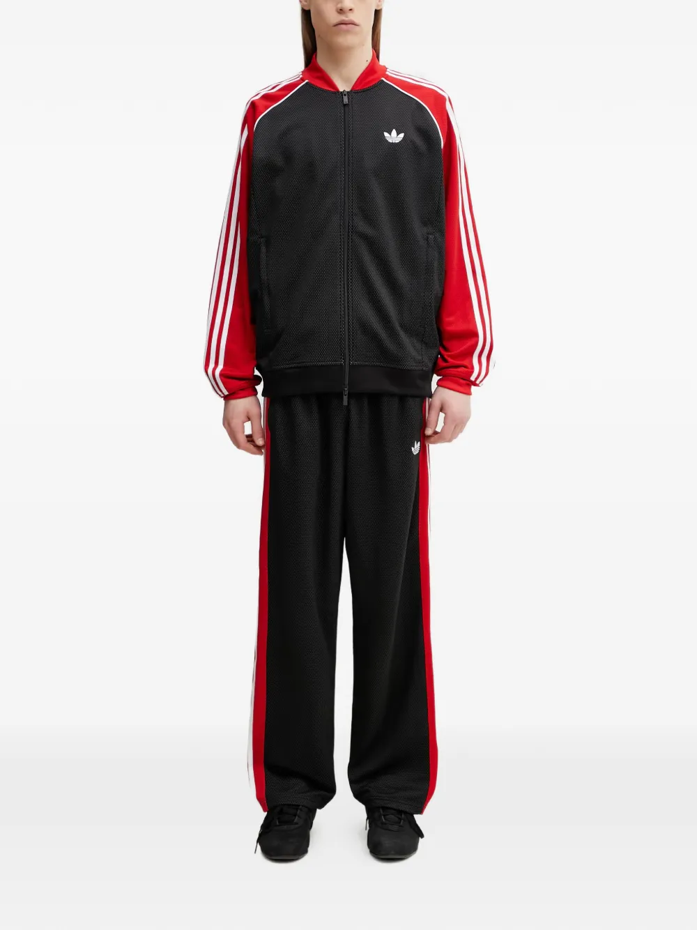 adidas SST logo-stripes zip-up sweatshirt Zwart