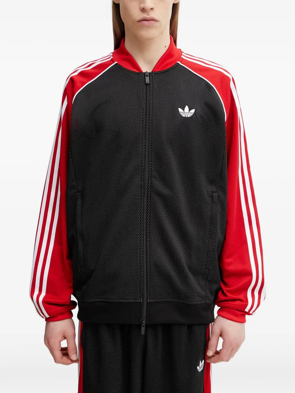 adidas logo-stripes zip-up sweatshirt - Nero