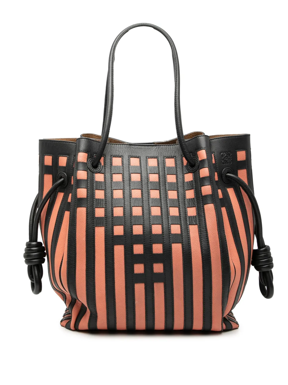 Loewe Pre-Owned 2010-2025 Leather Grid Flamenco Knot tote bag - Nero