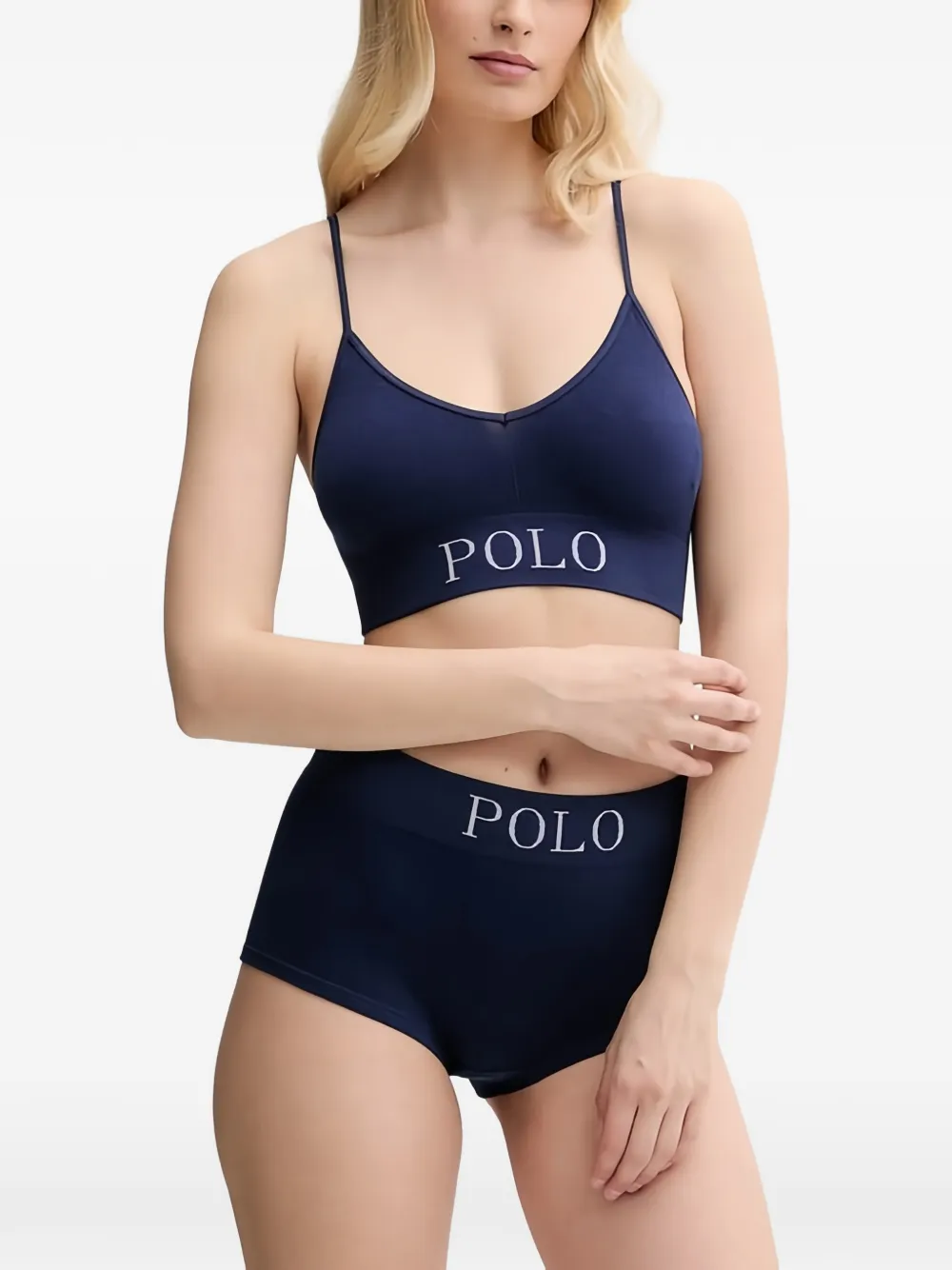 Polo Ralph Lauren logo-underband ribbed bralette - Blau