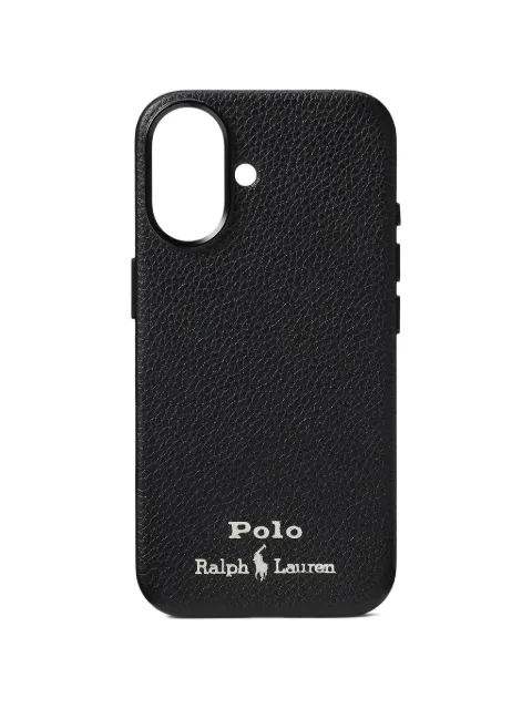Polo Ralph Lauren logo-print pebbled leather iPhone case