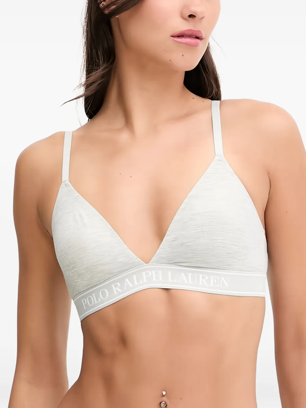 Polo Ralph Lauren logo-underband triangle bra - Grigio