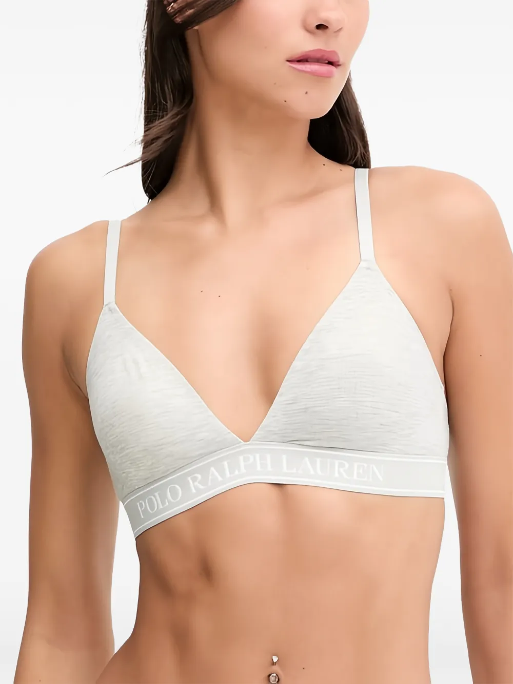 Polo Ralph Lauren logo-underband triangle bra - Grigio