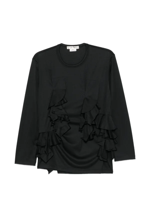 Comme des Garçons Ruffled Long-sleeve T-shirt in Black