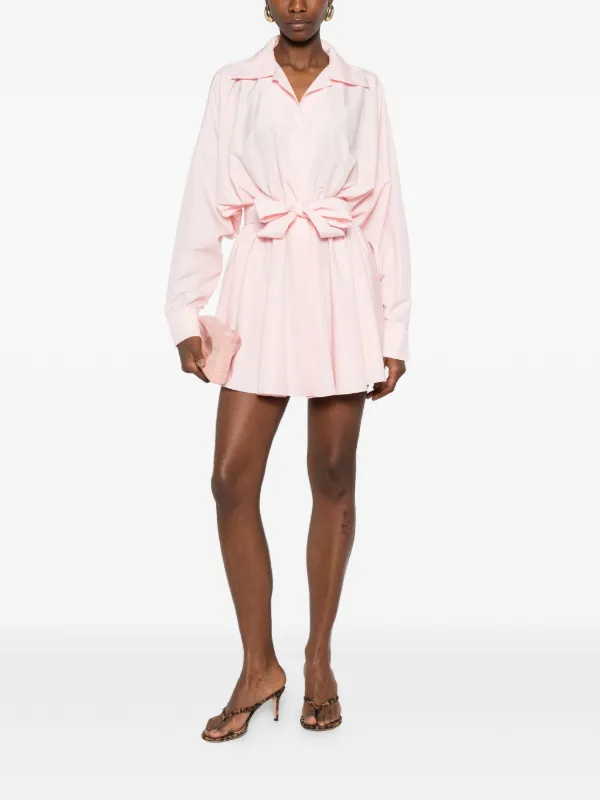 Norma Kamali Belted Flared Mini Dress | Pink | FARFETCH