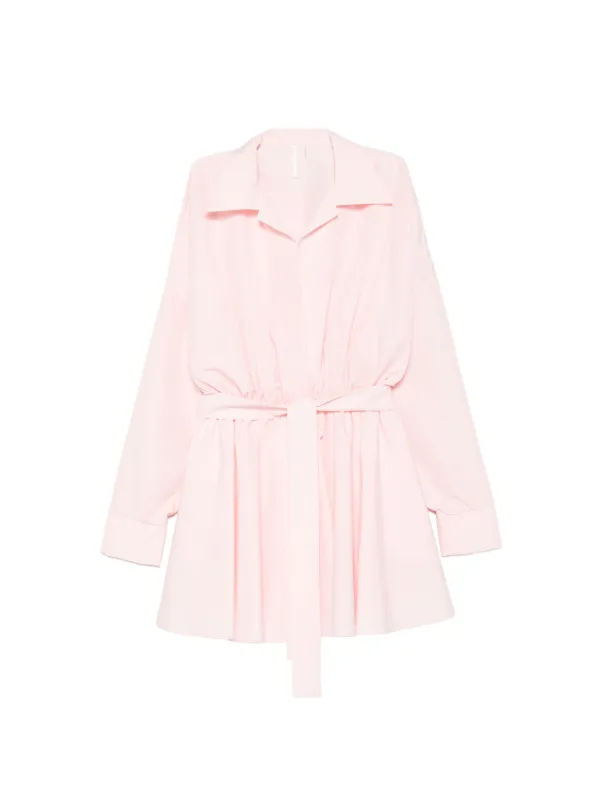 Norma Kamali Belted Flared Mini Dress | Pink | FARFETCH