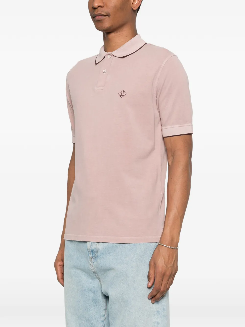 Herno Poloshirt met geborduurd logo Roze