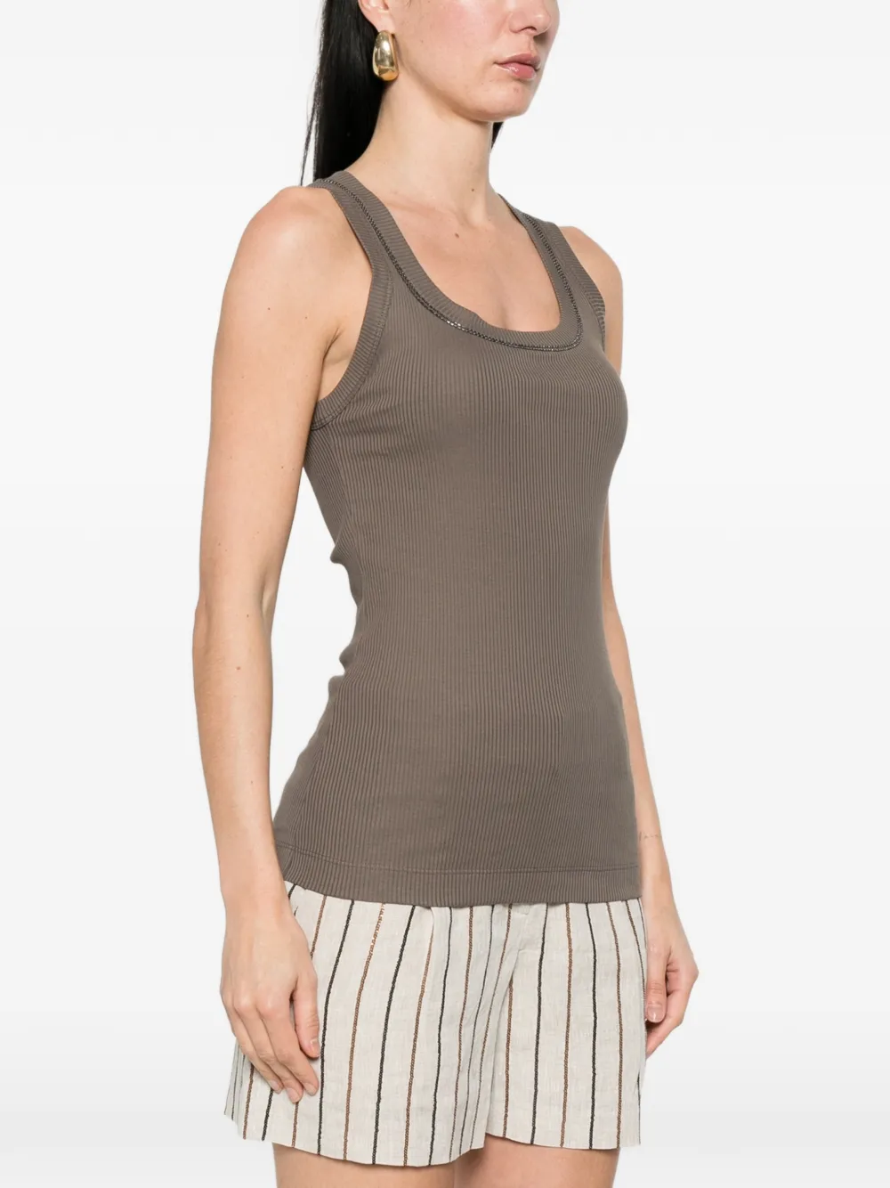 Beaded Ribbed Tank Top