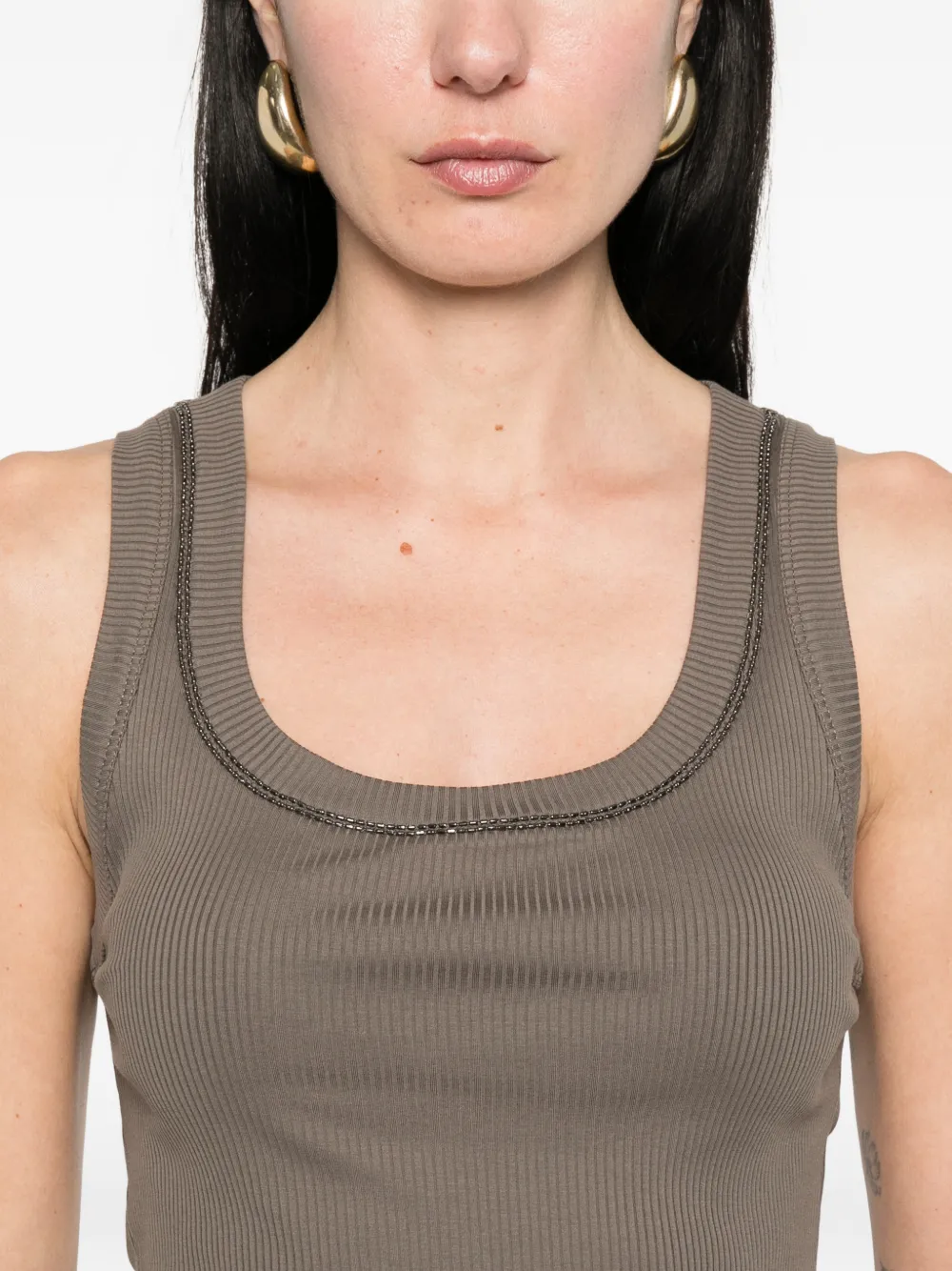 Beaded Ribbed Tank Top