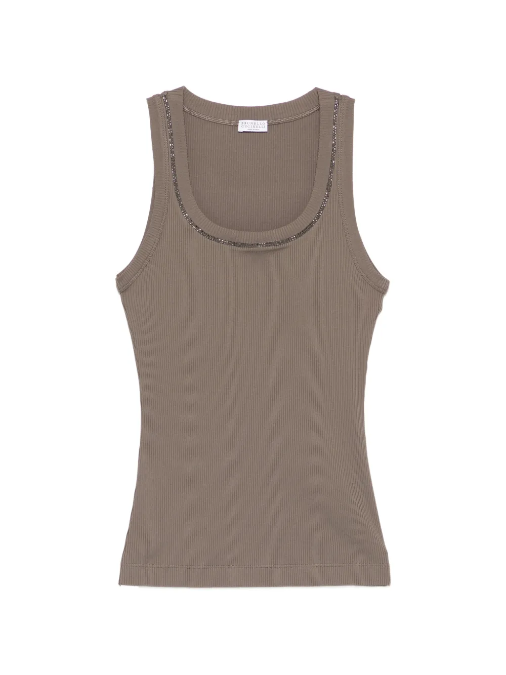 Brunello Cucinelli beaded ribbed tank top - Marrone