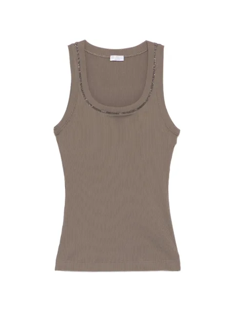 Brunello Cucinelli camiseta de canalé con mostacillas