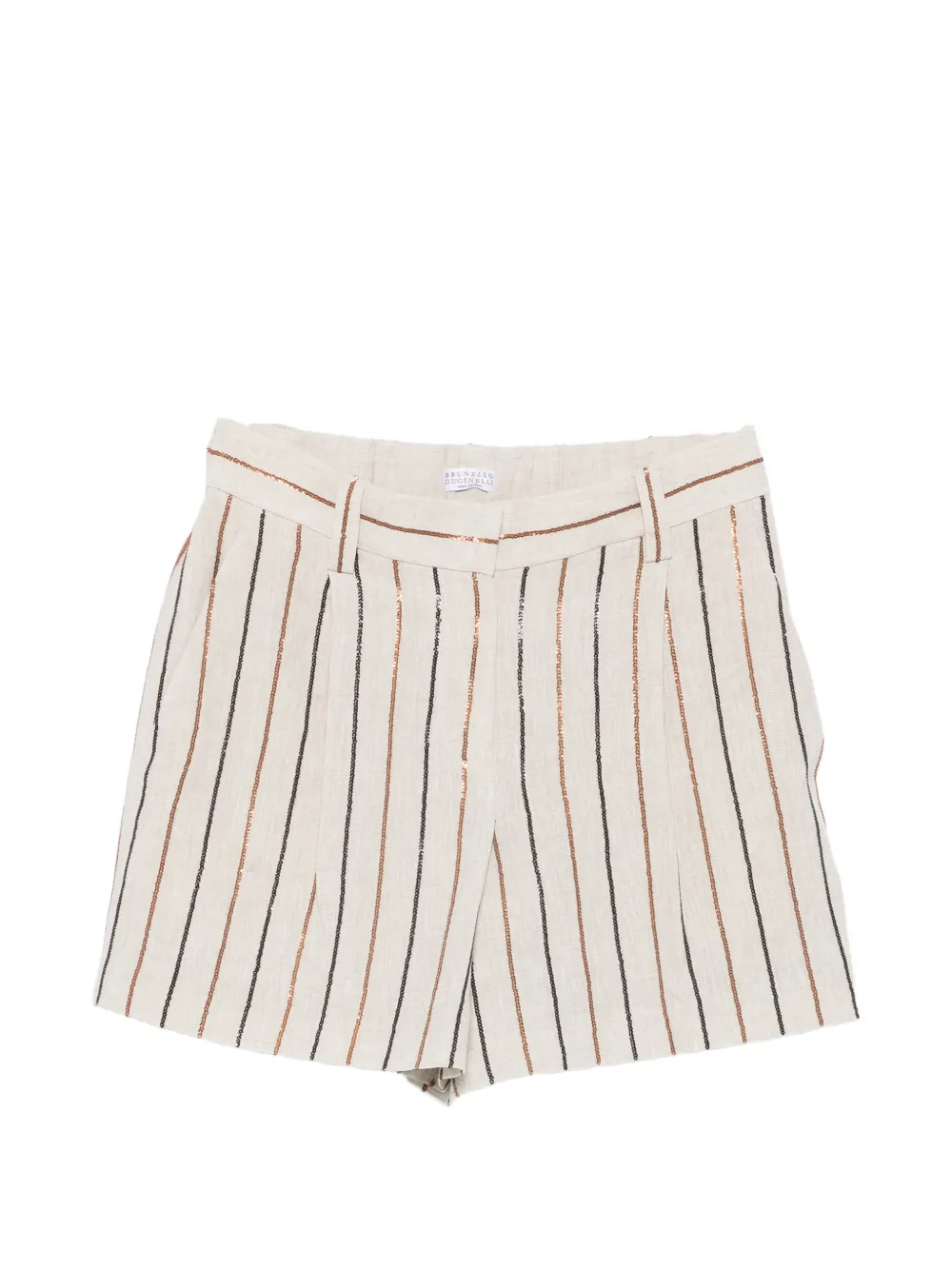 Brunello Cucinelli striped belt shorts - Toni neutri