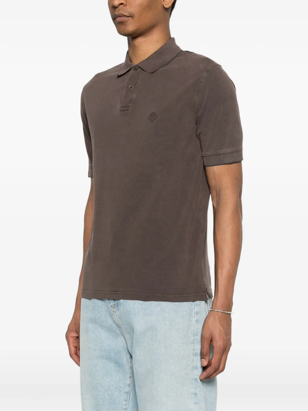 Herno Poloshirt met geborduurd logo Bruin