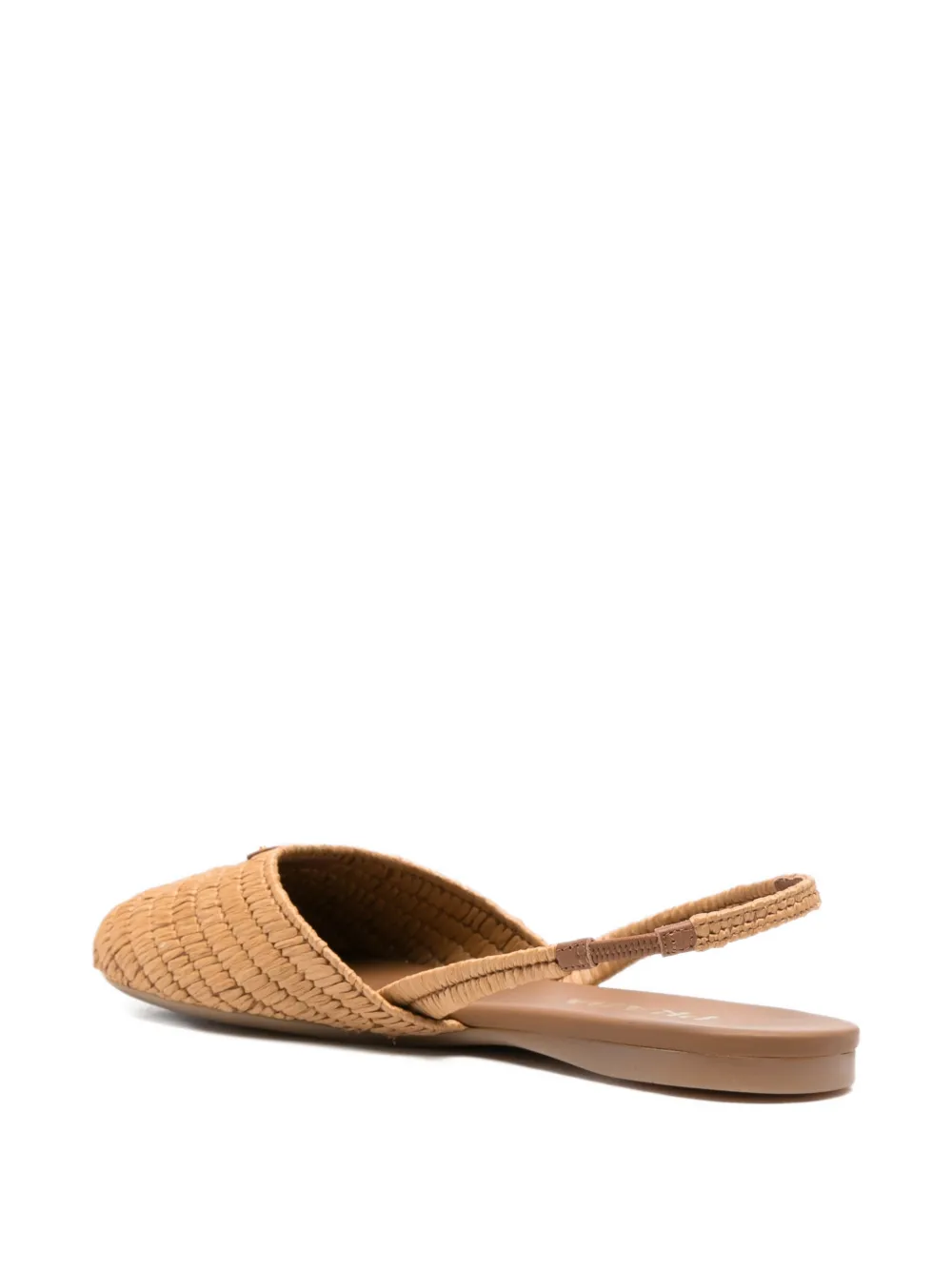 Prada Platte pumps met logodetail Beige