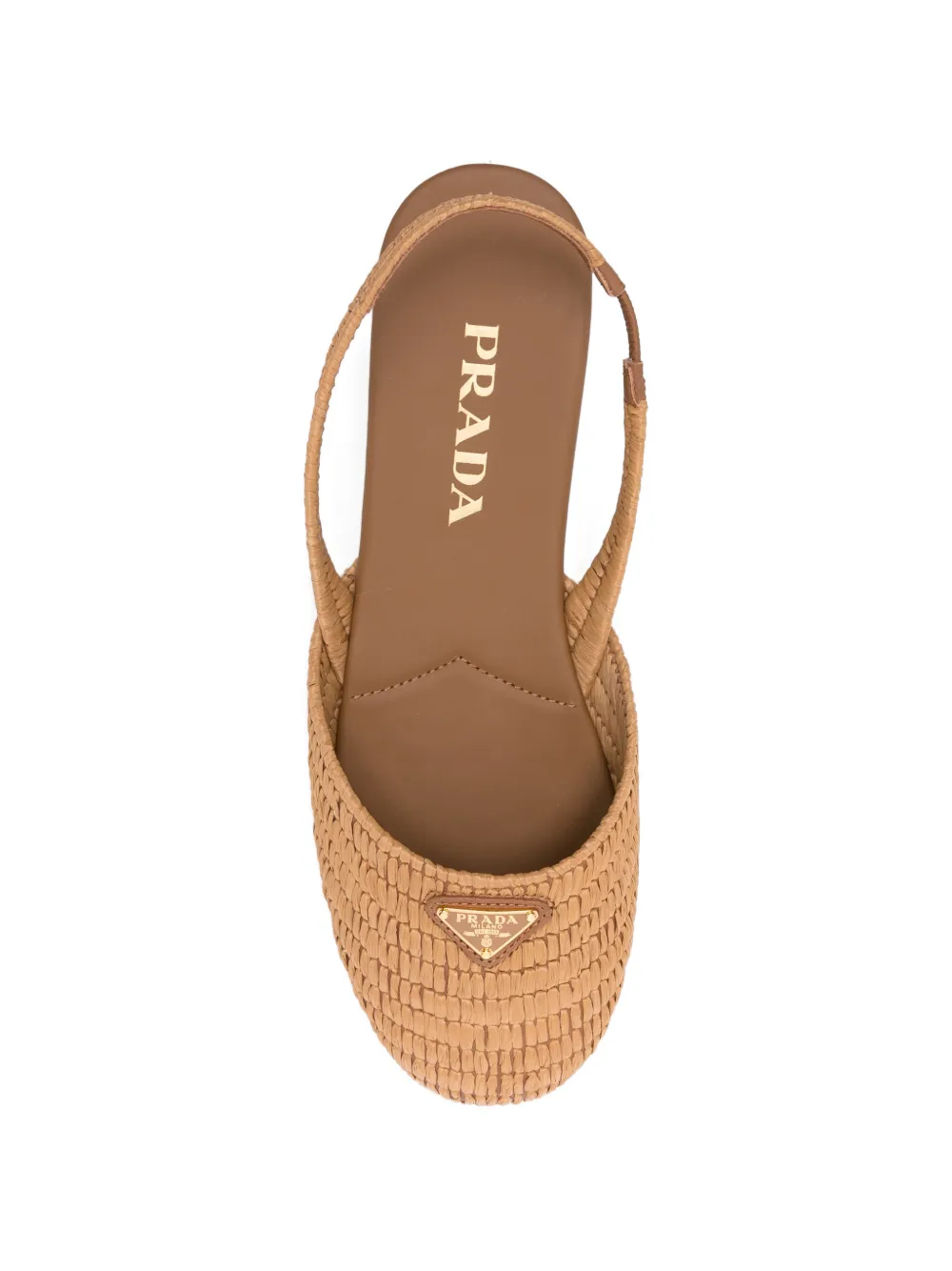 Prada Platte pumps met logodetail Beige