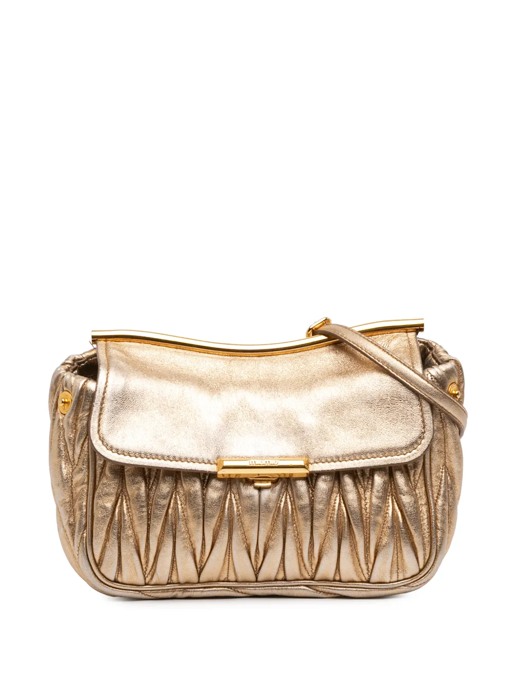 Miu Miu Pre-Owned 2010-2026 Metallic Matelasse Nappa Flap crossbody bag - Oro