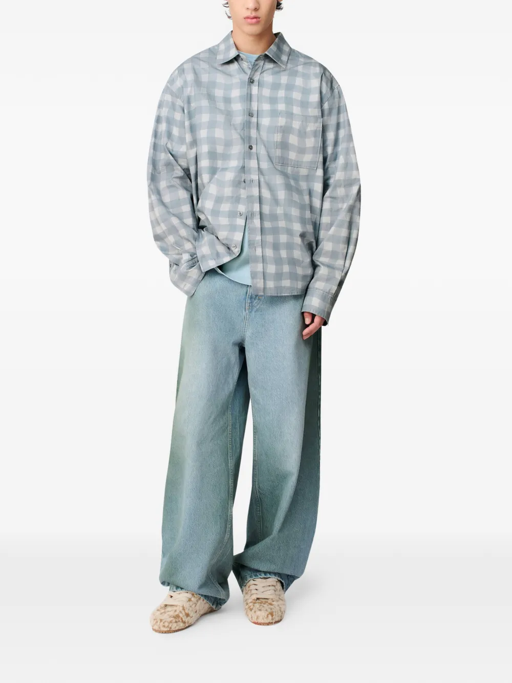 Axel Arigato Distort overhemd met gingham-ruit Blauw