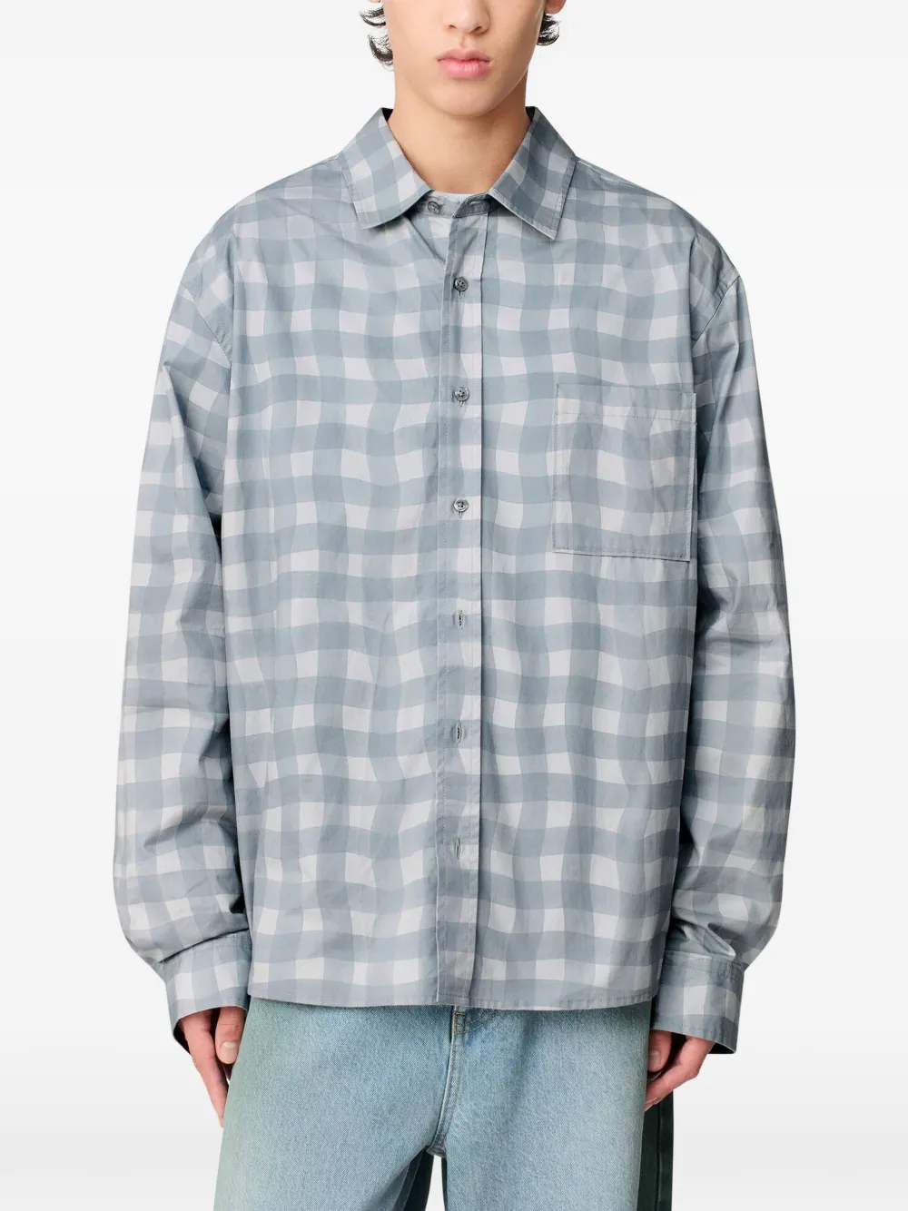 Axel Arigato Distort overhemd met gingham-ruit Blauw