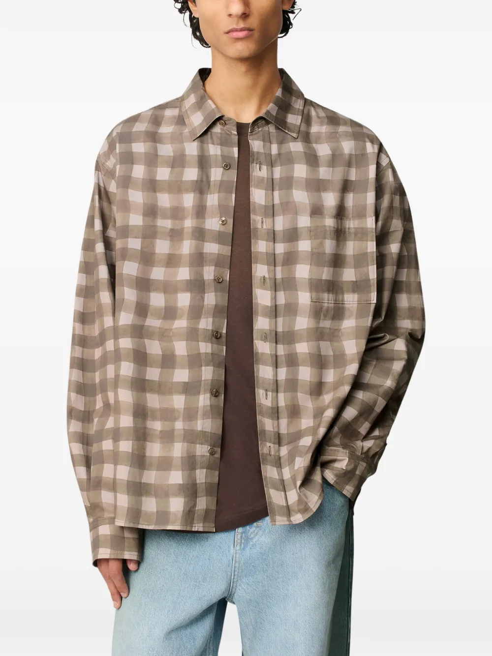 Axel Arigato Distort overhemd met gingham-ruit Beige