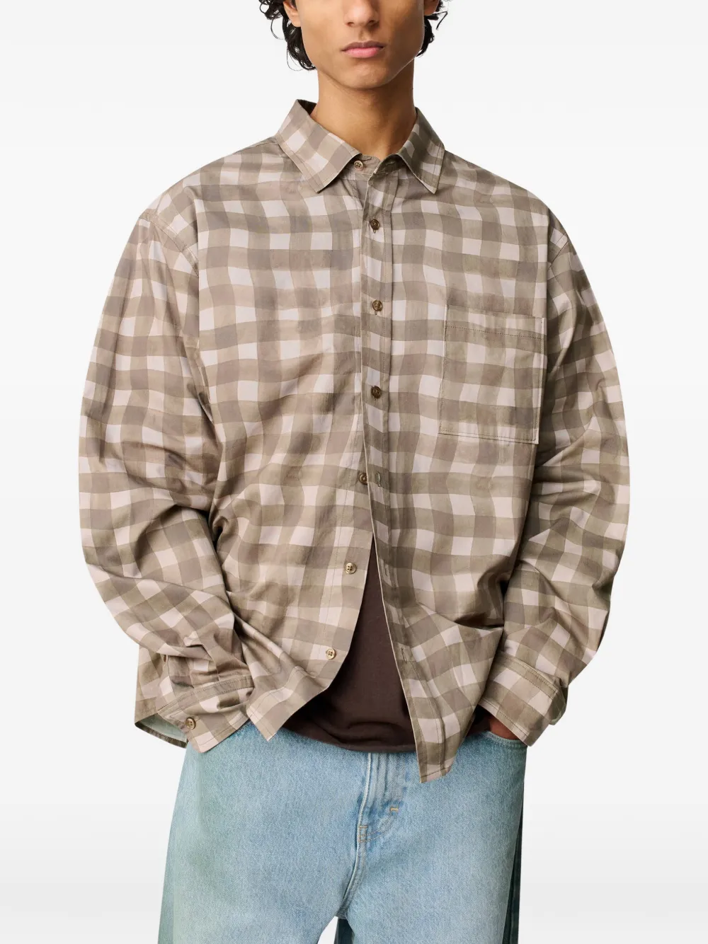  Axel Arigato Distort Gingham Shirt - Neutrals 