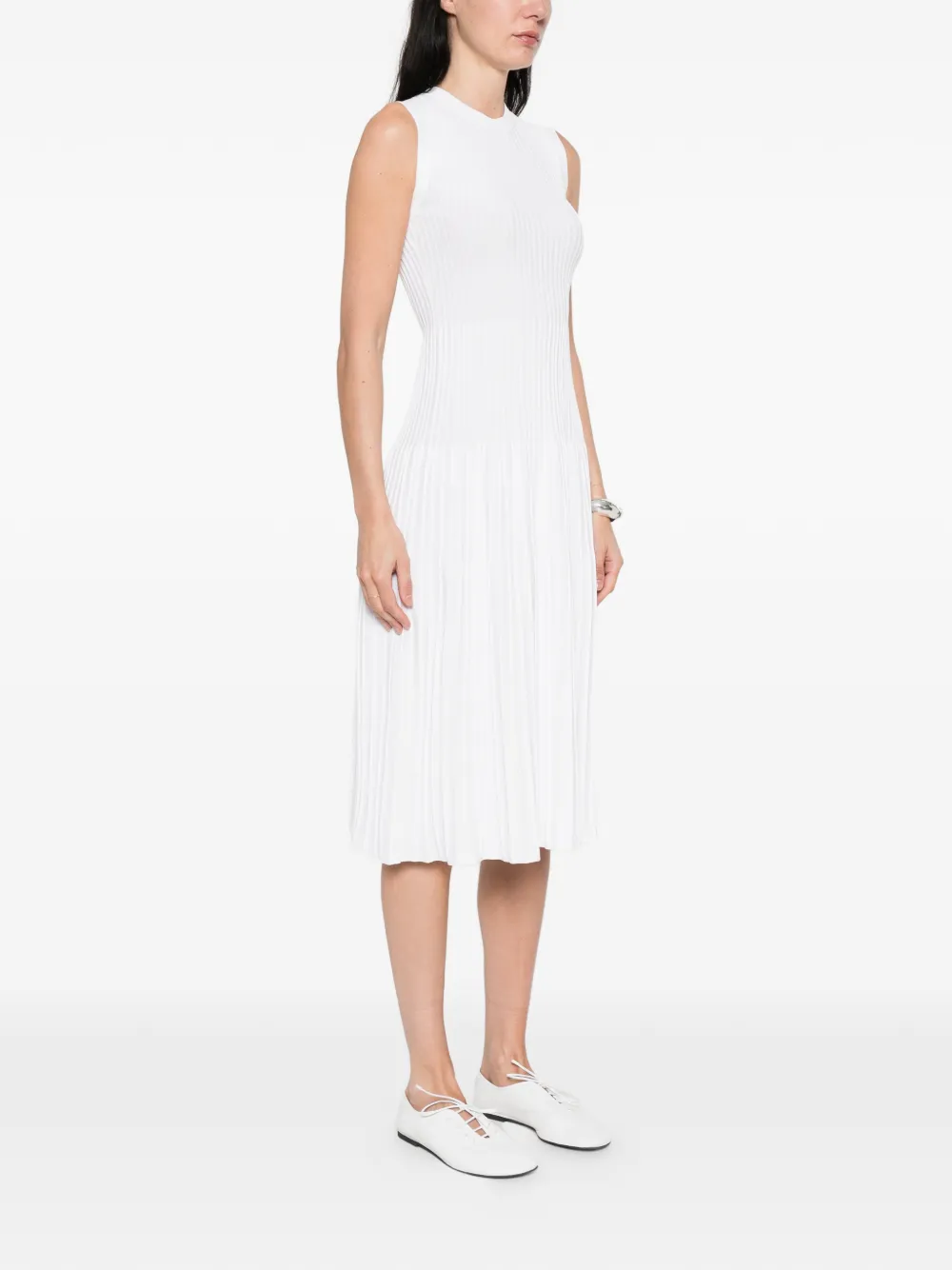 Max Mara Pegizio geribbelde midi-jurk Wit