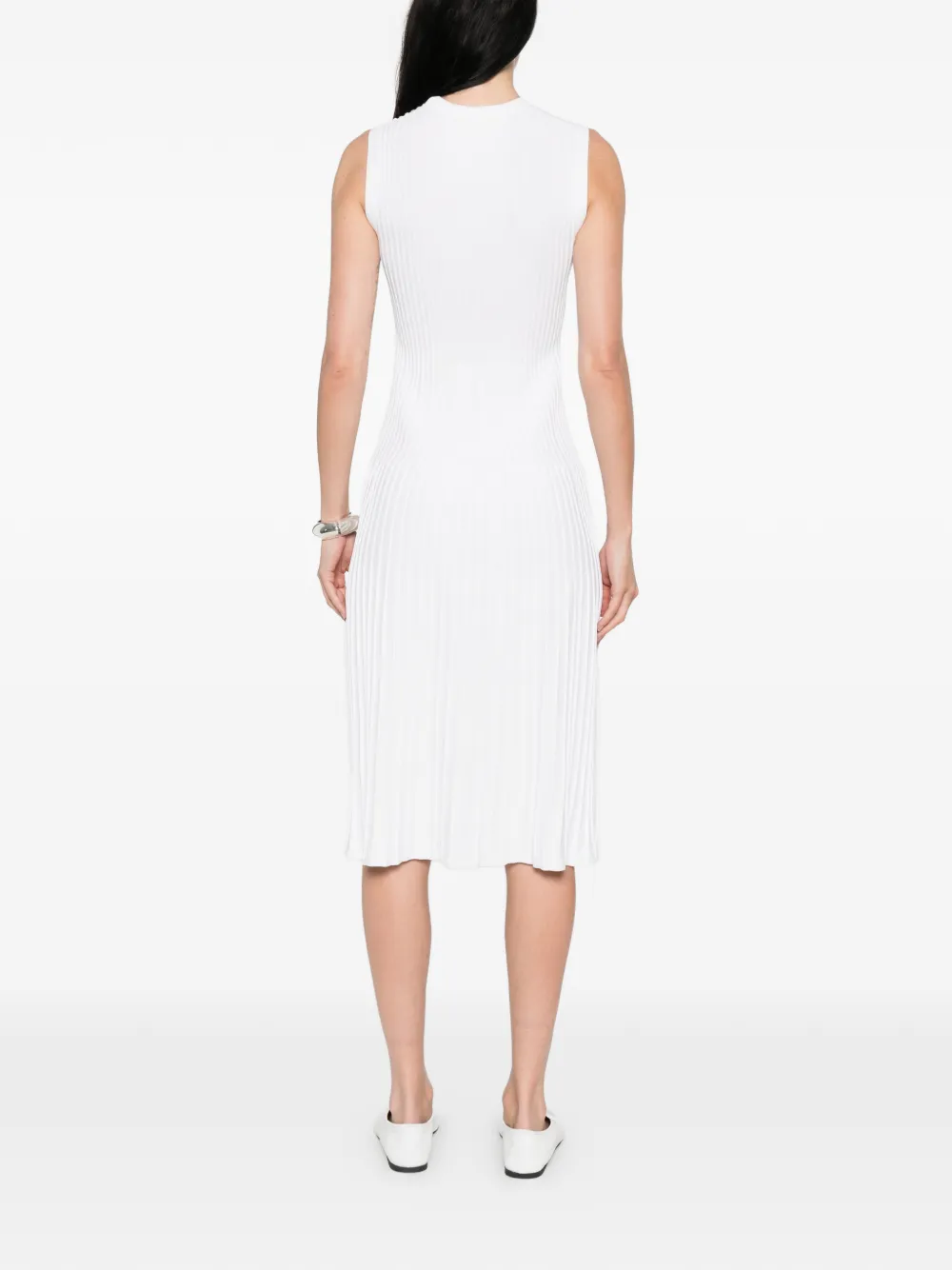 Max Mara Pegizio geribbelde midi-jurk Wit