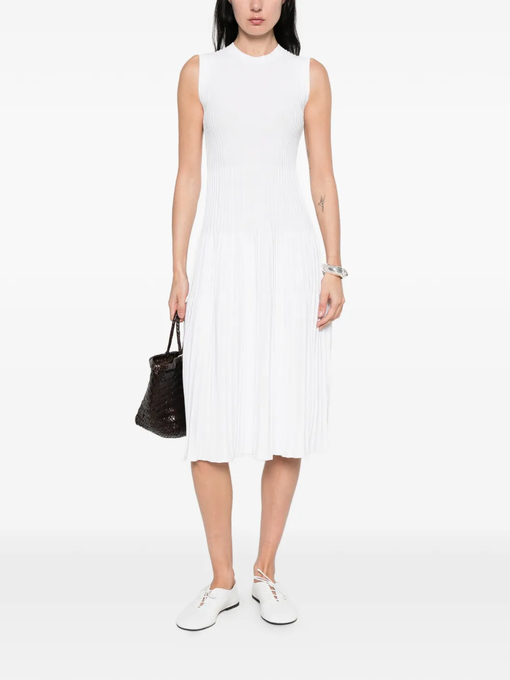 Max Mara Pegizio geribbelde midi-jurk Wit