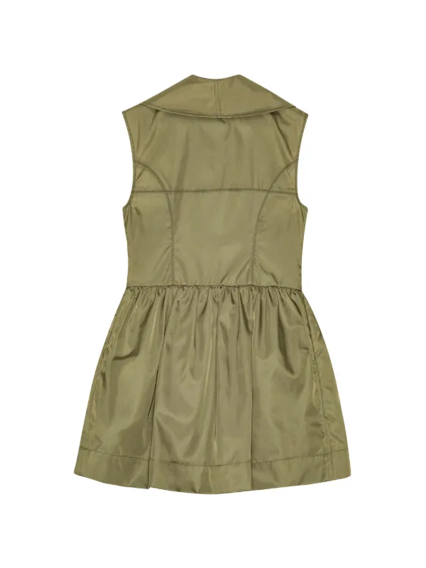 ganni green mini dress Seersucker Check Ribbon Mini Dress