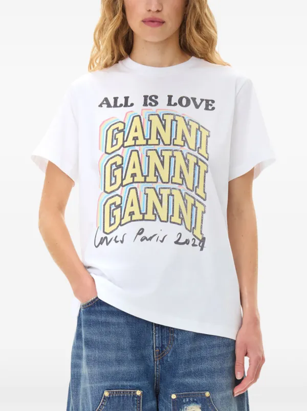 GANNI ロゴ Tシャツ | ホワイト | FARFETCH JP