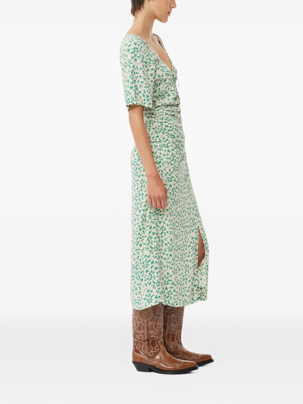  Ganni Printed Midi Dress - Neutrals 
