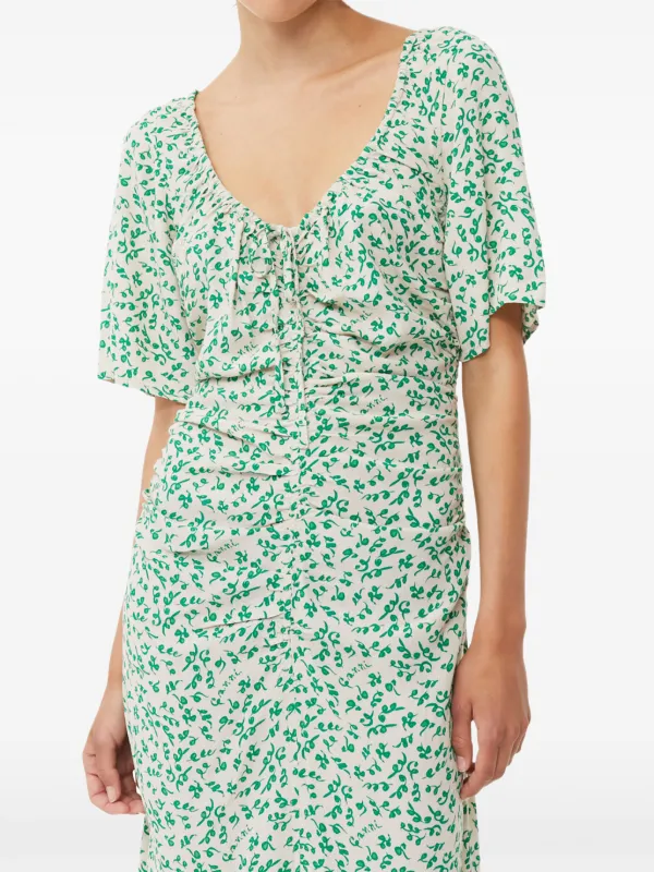 Ganni Printed Midi Dress - Neutrals