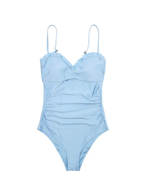 GANNI gathered ruffled swimsuit